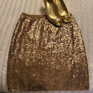 Muted gold sequin skirt